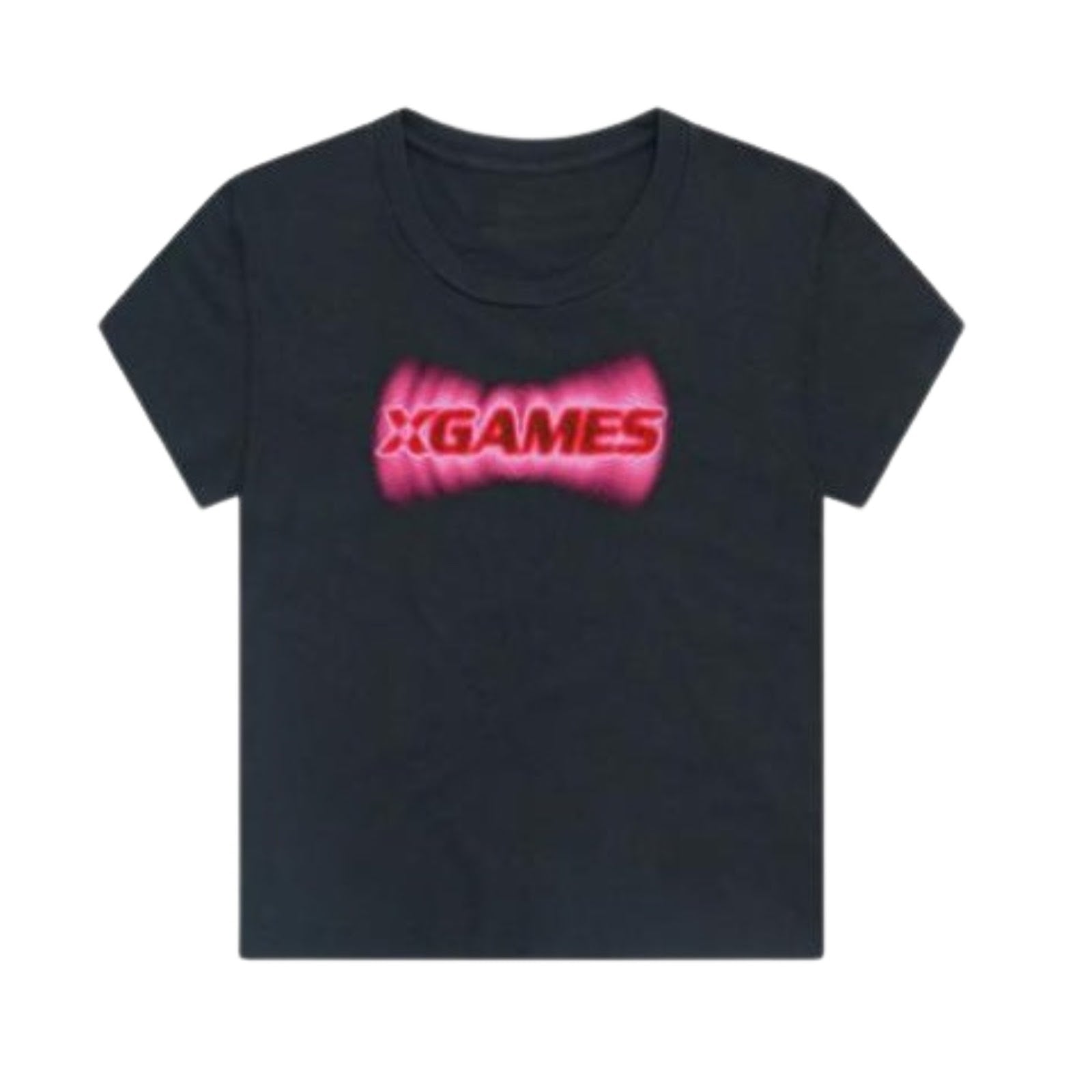 Black t-shirt with red 'X Games' logo on a white background