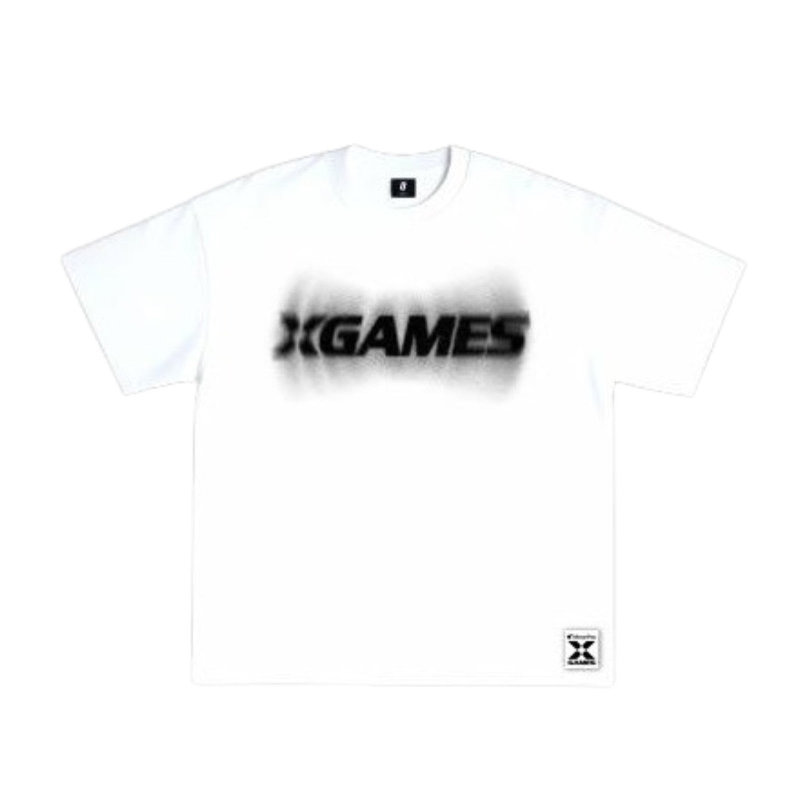 White t-shirt with X Games logo on a white background.